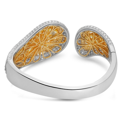 White & Yellow Diamond Cluster Bangle — view 2