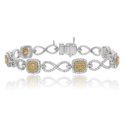 Cushion Fancy Yellow Diamond Bracelet — view 1