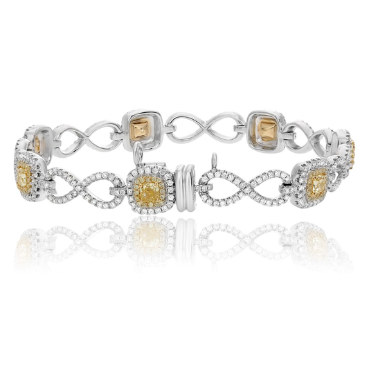 Cushion Fancy Yellow Diamond Bracelet — view 2