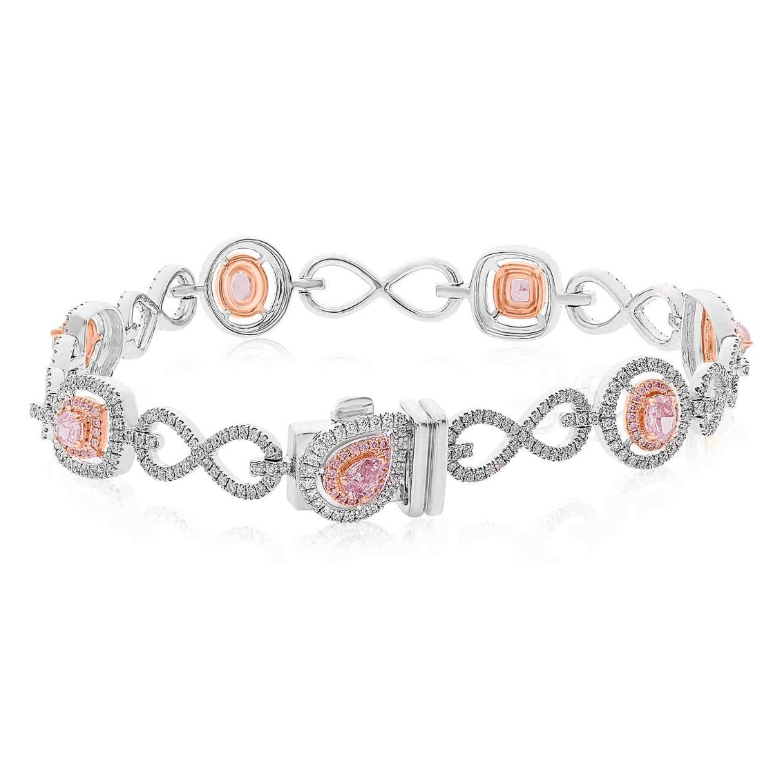 Mixed Shape Pink Diamond Bracelet — view 2