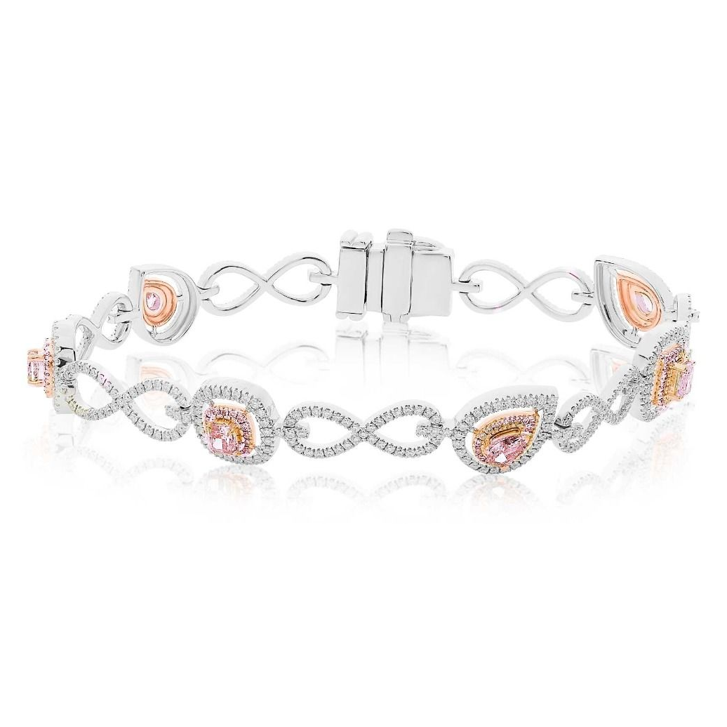 Mixed Shape Pink Diamond Bracelet — view 1