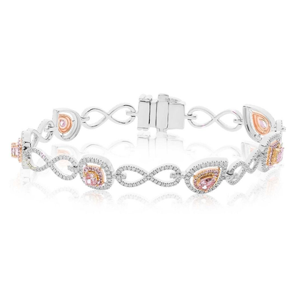Mixed Shape Pink Diamond Bracelet — view 1