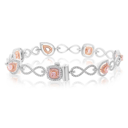 Mixed Shape Pink Diamond Bracelet — view 2