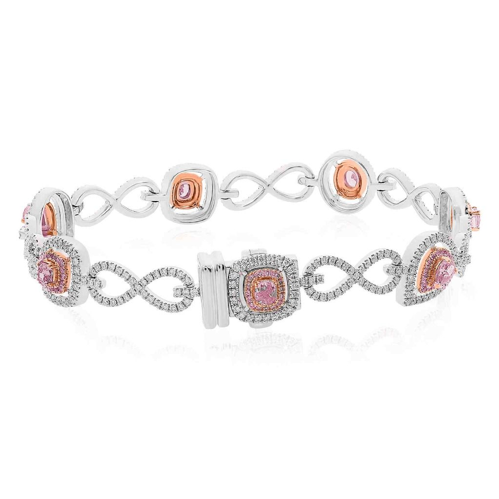 Mixed Shape Pink Diamond Bracelet — view 2