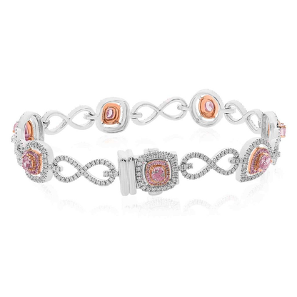 Mixed Shape Pink Diamond Bracelet — view 2