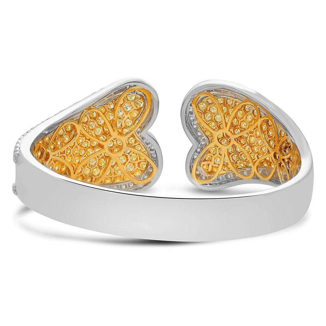 White & Yellow Diamond Heart Bangle — view 2