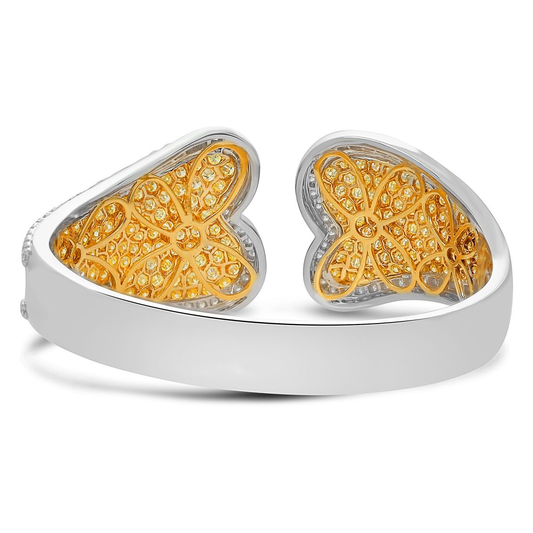 White & Yellow Diamond Heart Bangle — view 2