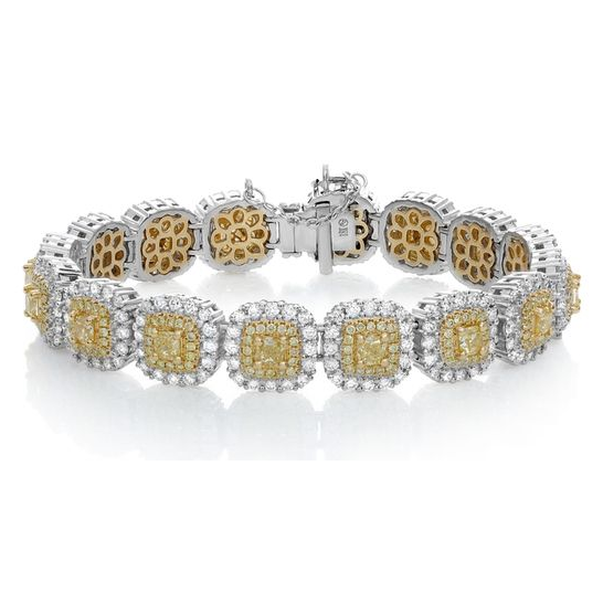 Double Halo Yellow Diamond Bracelet — view 1