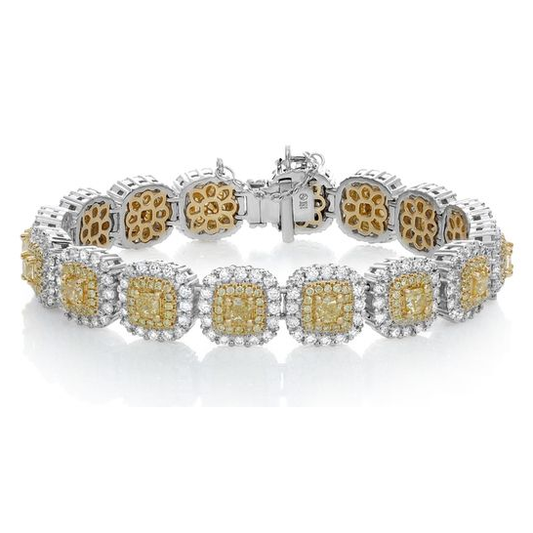 Double Halo Yellow Diamond Bracelet — view 1