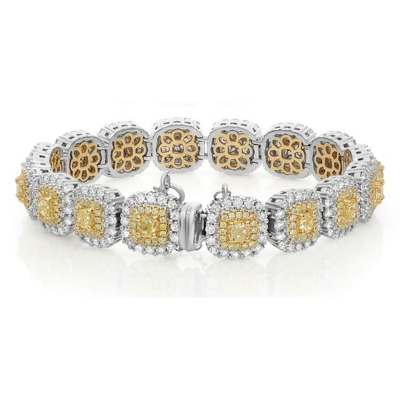 Double Halo Yellow Diamond Bracelet — view 2