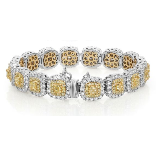 Double Halo Yellow Diamond Bracelet — view 2