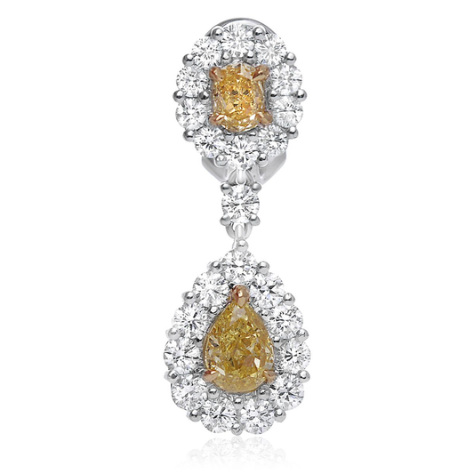 White & Yellow Diamond Drop Earrings — view 1