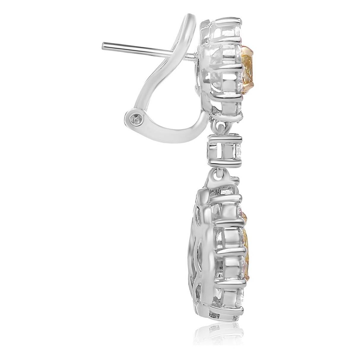 White & Yellow Diamond Drop Earrings — view 2