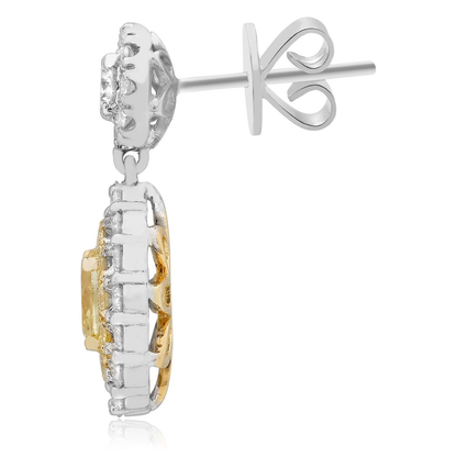 Oval Fancy Yellow Diamond Earring — view 2