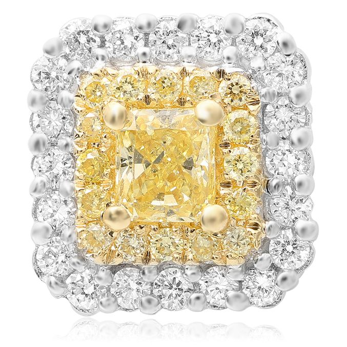 Radiant Fancy Yellow Diamond Earring — view 1