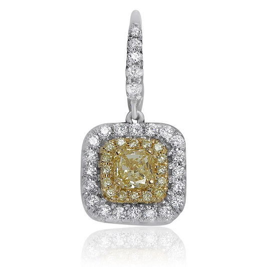 Cushion Fancy Yellow Diamond Earring — view 1