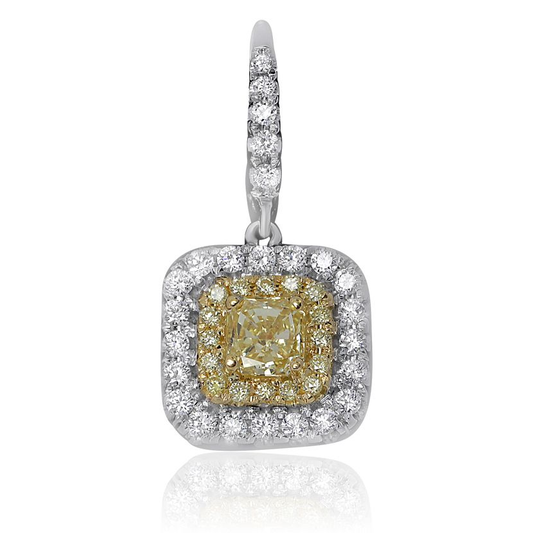 Cushion Fancy Yellow Diamond Earring — view 2