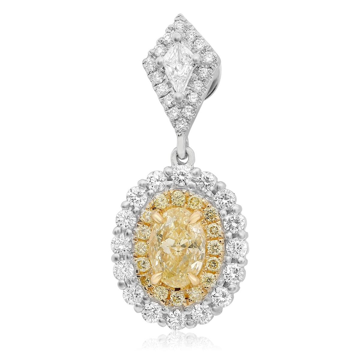 Oval Fancy Yellow Diamond Earring — view 1