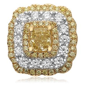 Cushion Fancy Yellow Diamond Earring — view 1