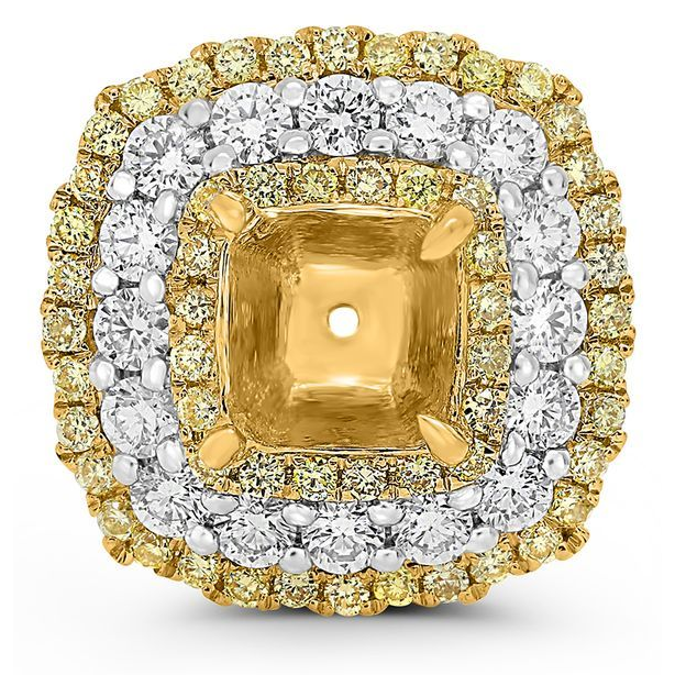 Cushion Fancy Yellow Diamond Earring — view 1
