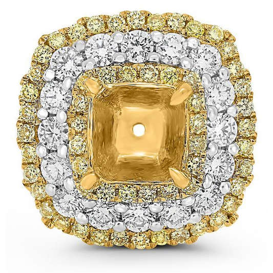 Cushion Fancy Yellow Diamond Earring — view 1
