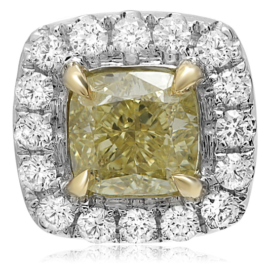 Cushion Fancy Yellow Diamond Earring — view 1