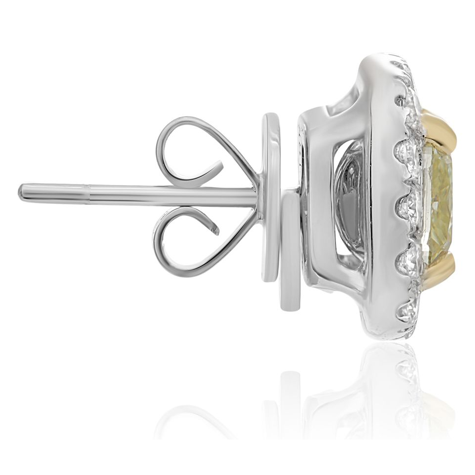 Cushion Fancy Yellow Diamond Earring — view 2