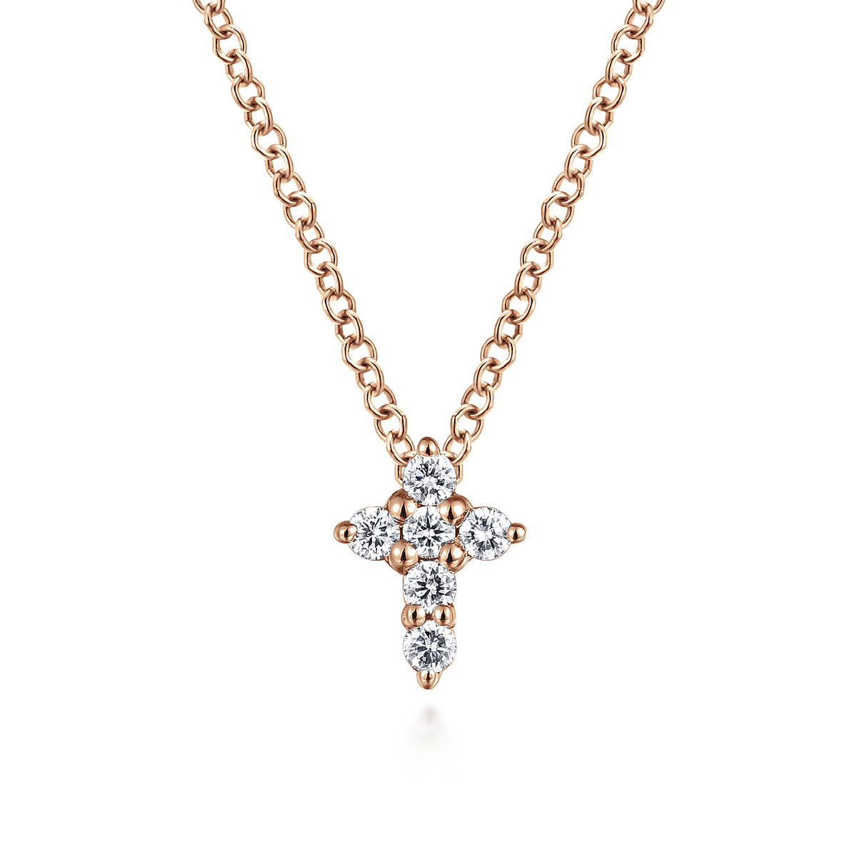 14K Rose Gold Diamond Cross Necklace — Gabriel & Co. NK1370K45JJ