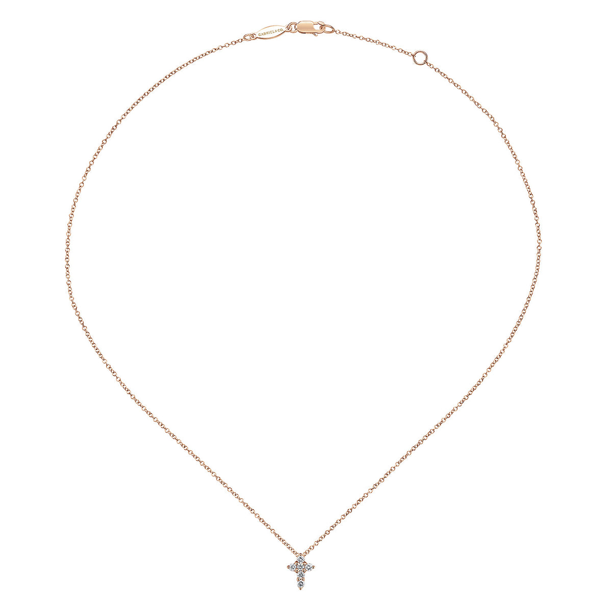 14K Rose Gold Diamond Cross Necklace — Gabriel & Co. NK1370K45JJ