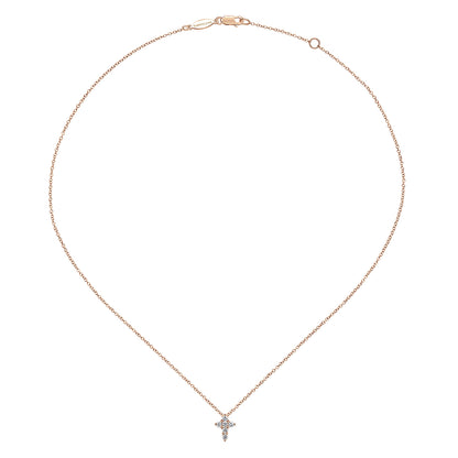 14K Rose Gold Diamond Cross Necklace — Gabriel & Co. NK1370K45JJ