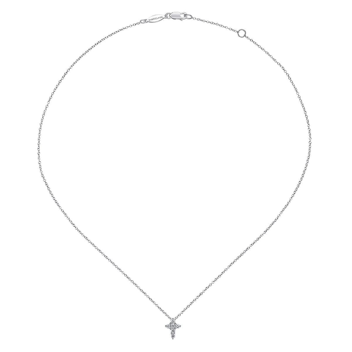14K White Gold Diamond Cross Necklace — Gabriel & Co. NK1370W45JJ