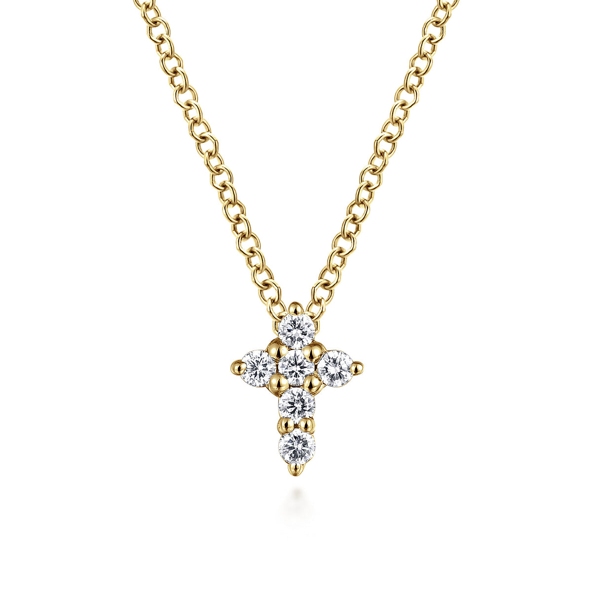 14K Yellow Gold Diamond Cross Pendant Necklace — Gabriel & Co. NK1370Y45JJ