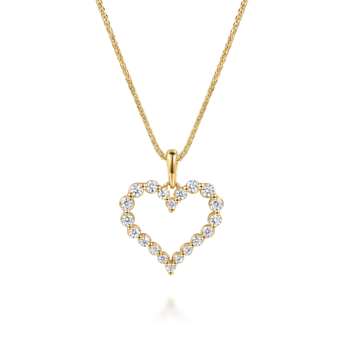 14K Yellow Gold Open Heart Diamond Pendant Necklace — Gabriel & Co. NK1844Y45JJ
