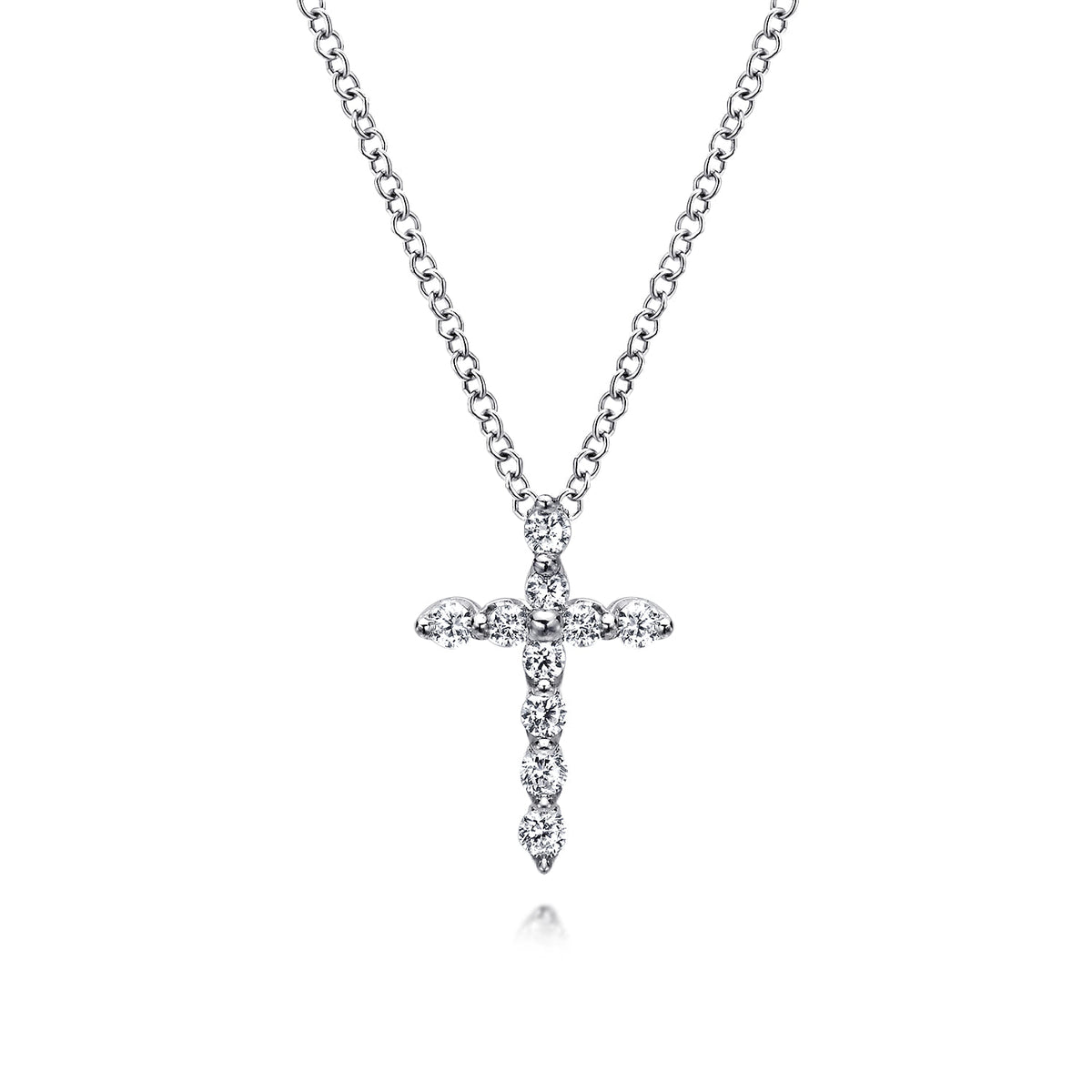 14K White Gold Diamond Cross Pendant Necklace — Gabriel & Co. NK1881W45JJ