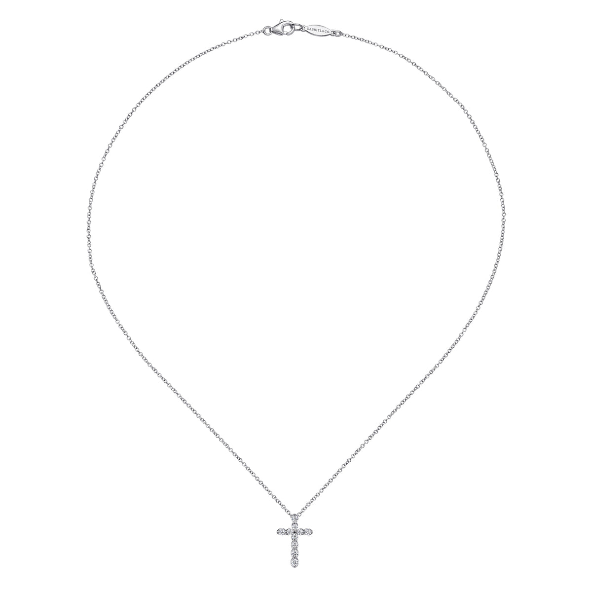 14K White Gold Diamond Cross Pendant Necklace — Gabriel & Co. NK1881W45JJ