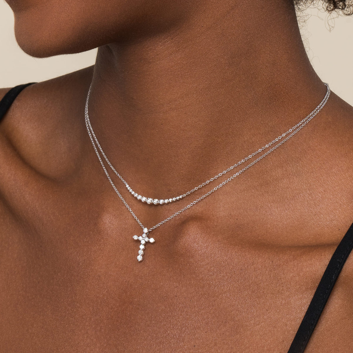 14K White Gold Diamond Cross Pendant Necklace — Gabriel & Co. NK1881W45JJ