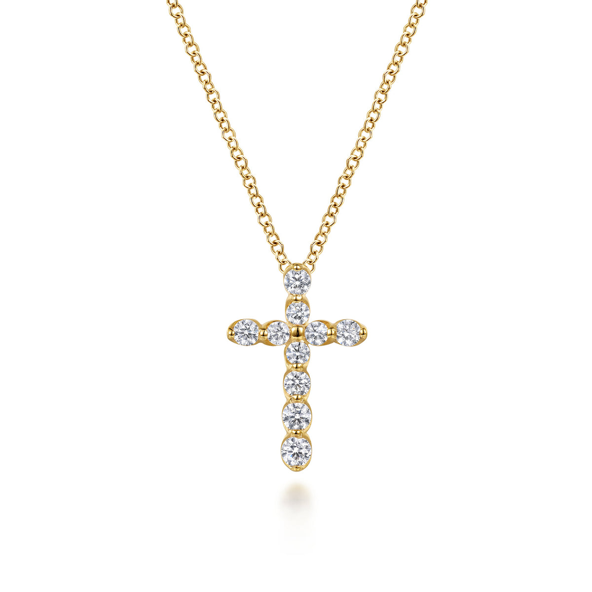 14K Yellow Gold Diamond Cross Pendant Necklace — Gabriel & Co. NK1881Y45JJ