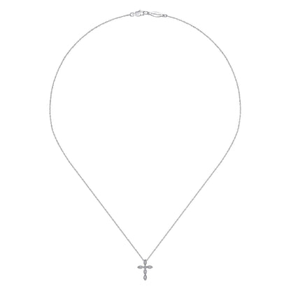 14K White Gold Marquise Shaped Diamond Cross Necklace — Gabriel & Co. NK2210W45JJ