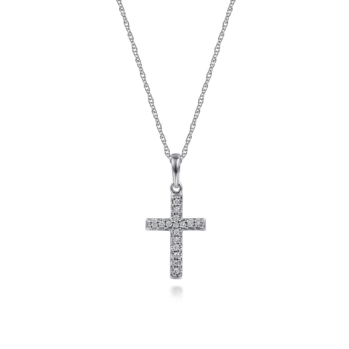 14k White Gold Classic Diamond Cross Necklace — Gabriel & Co. NK2237W45JJ