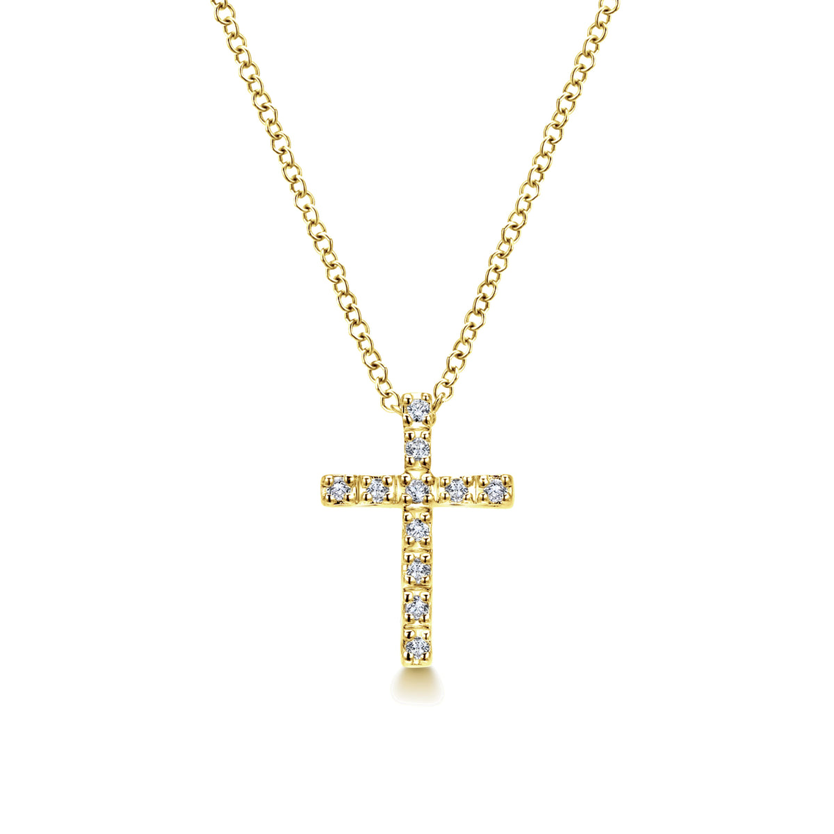 18 inch 14K Yellow Gold Diamond Cross Pendant Necklace — Gabriel & Co. NK2658Y45JJ