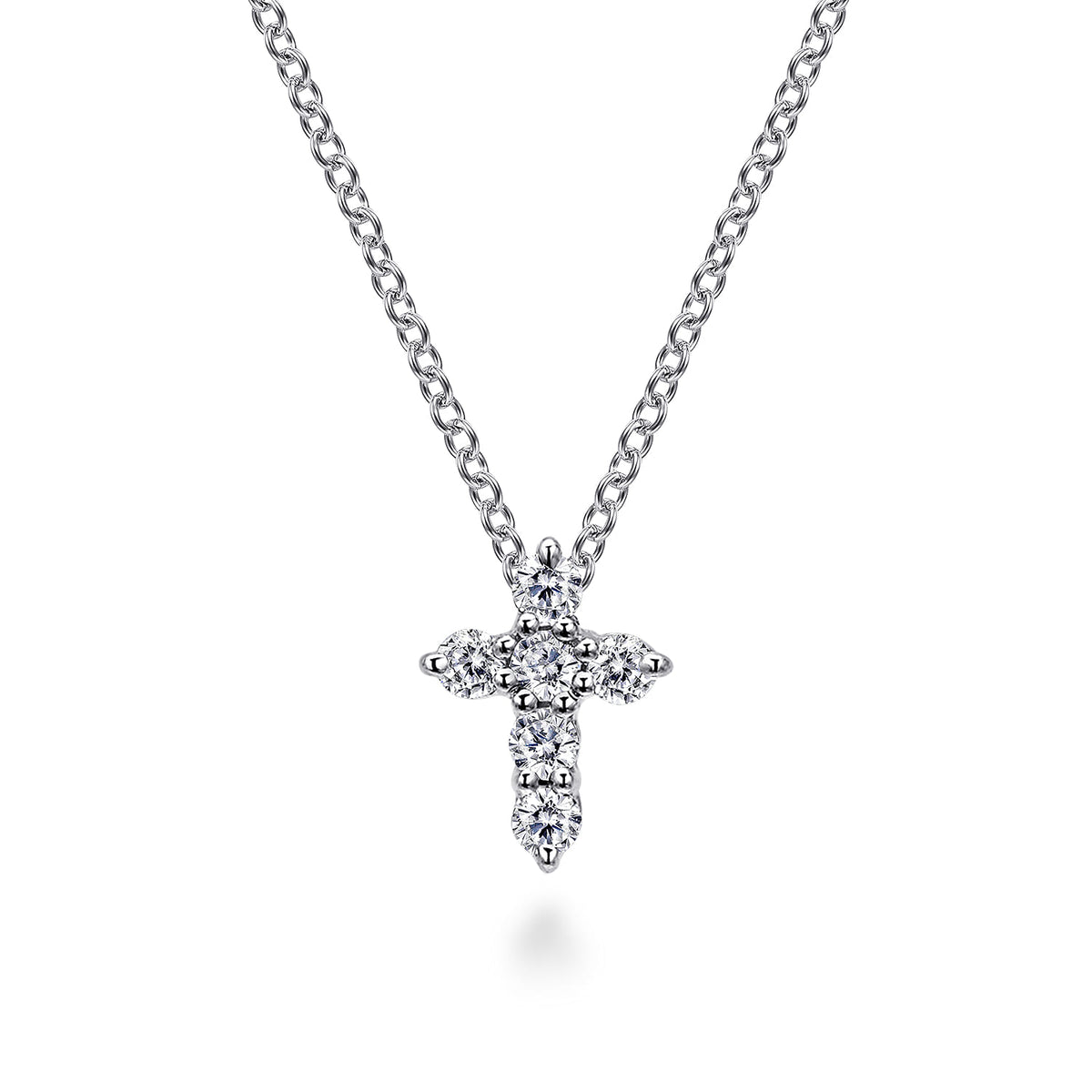 18 inch 14K White Gold Diamond Cross Pendant Necklace — Gabriel & Co. NK2664W45JJ
