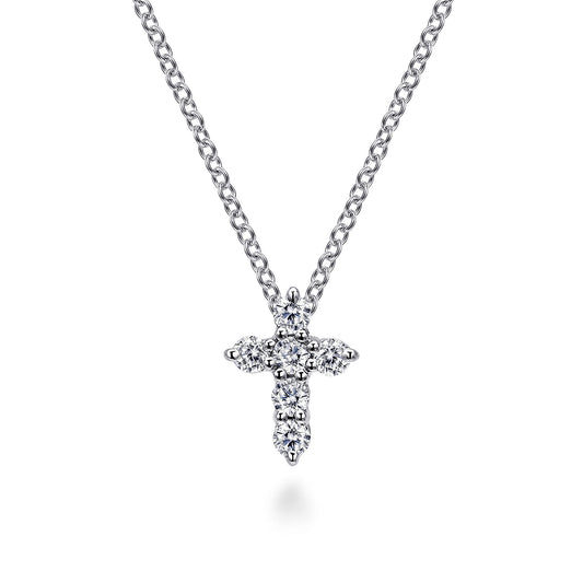 18 inch 14K White Gold Diamond Cross Pendant Necklace — Gabriel & Co. NK2664W45JJ