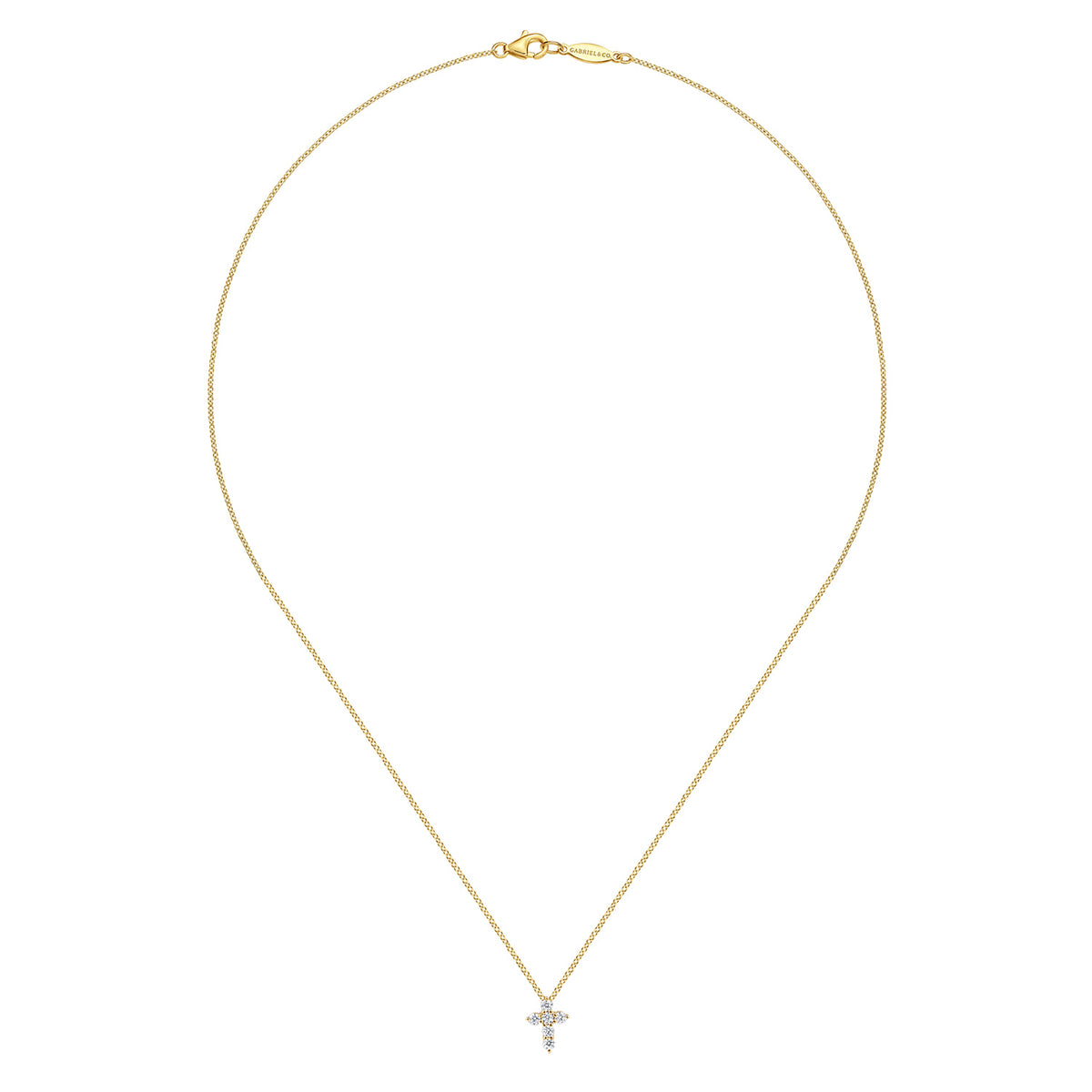 18 inch 14K Yellow Gold Diamond Cross Pendant Necklace — Gabriel & Co. NK2664Y45JJ