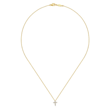 18 inch 14K Yellow Gold Diamond Cross Pendant Necklace — Gabriel & Co. NK2664Y45JJ