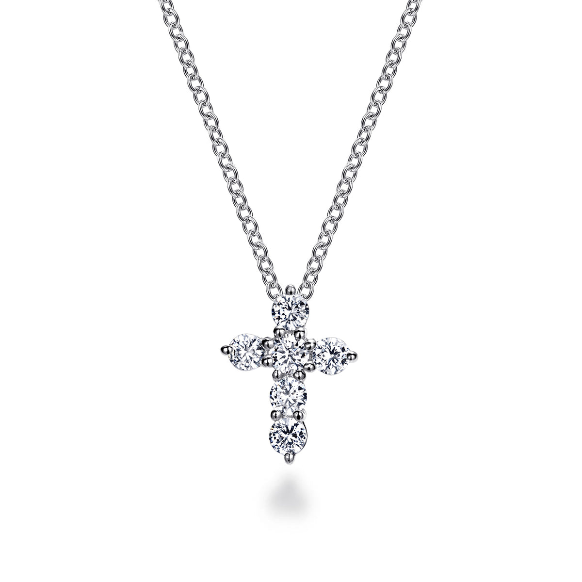 18 inch 14K White Gold Diamond Cross Pendant Necklace — Gabriel & Co. NK2666W45JJ