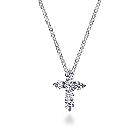 18 inch 14K White Gold Diamond Cross Pendant Necklace — Gabriel & Co. NK2666W45JJ