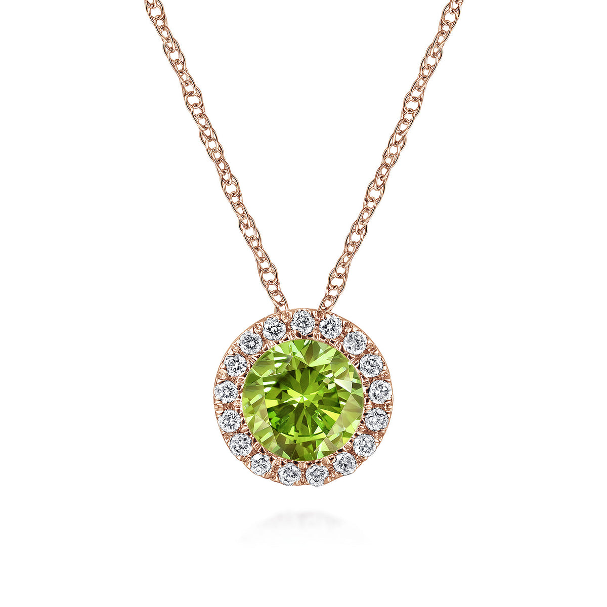 14K Rose Gold Peridot Pendant Necklace — Gabriel & Co. NK2824K45PE
