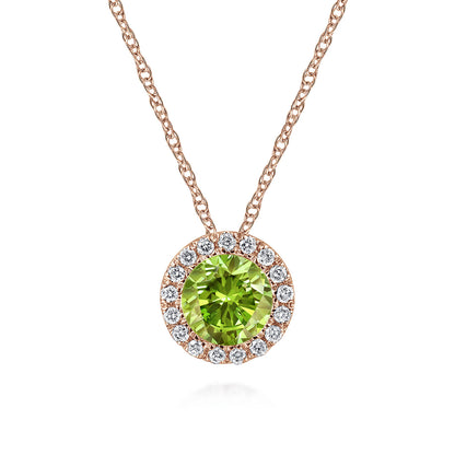 14K Rose Gold Peridot Pendant Necklace — Gabriel & Co. NK2824K45PE