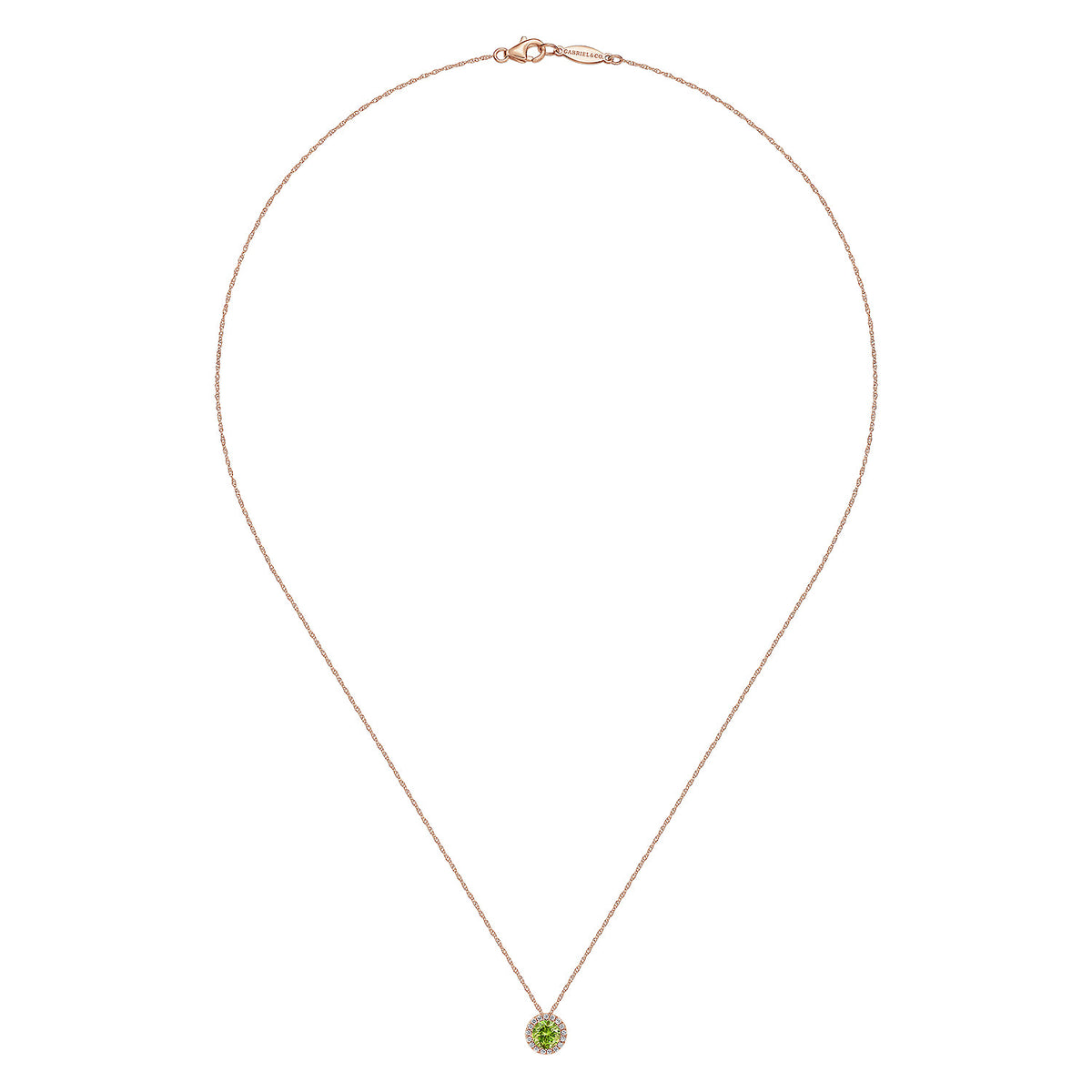 14K Rose Gold Peridot Pendant Necklace — Gabriel & Co. NK2824K45PE