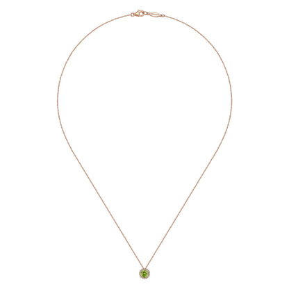 14K Rose Gold Peridot Pendant Necklace — Gabriel & Co. NK2824K45PE